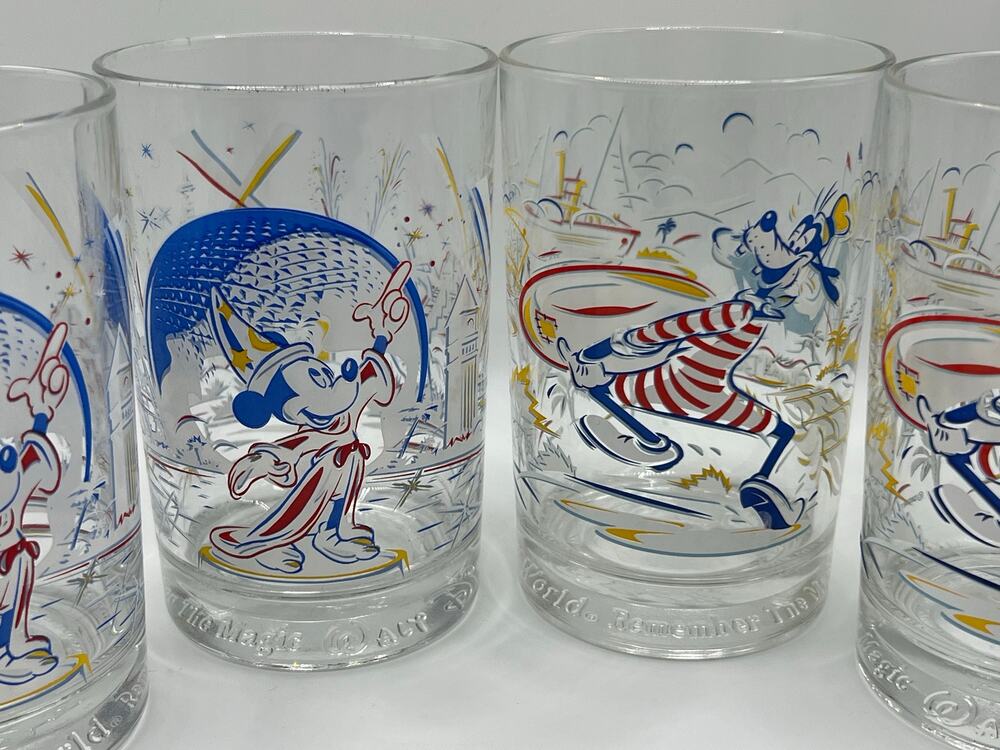 Vintage 1996 Disney WDW 25th Anniversary Mickey Goofy McDonald's Glasses Lot 4